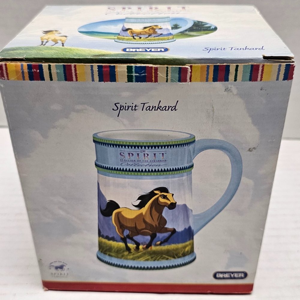 New Vintage Breyer Tankard Mug Spirit Collection Stallion of The Cimarron 2002